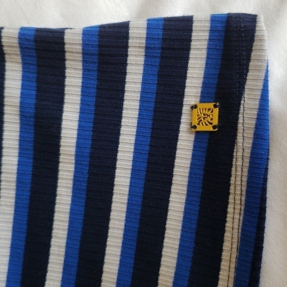 Anne Klein Women's Striped Ribbed Elbow Length Sleeve Top - Size S - Picture 3 of 7